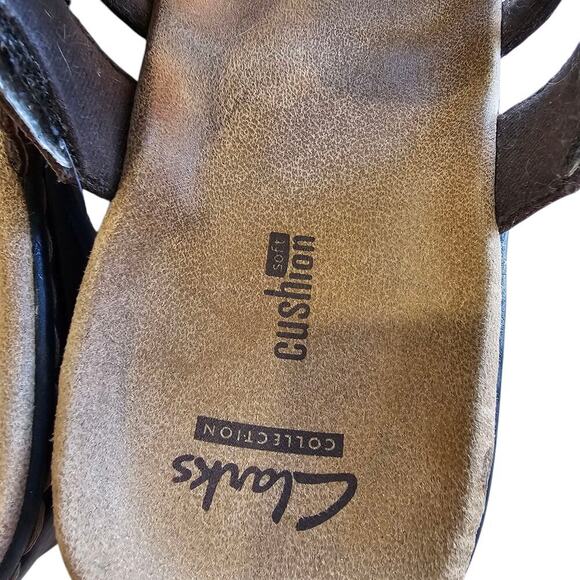 Clarks Gladiator Leather Sandals Brown Size 9XW - Picture 6 of 7